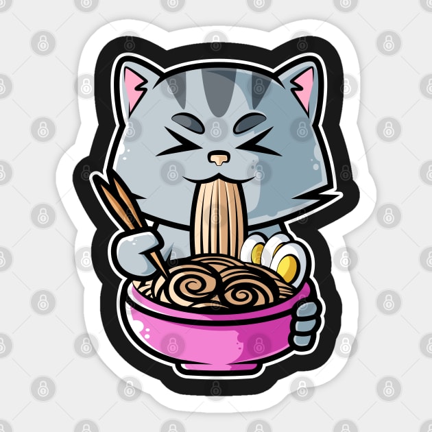 Cat Ramen Bowl Kawaii Neko Anime Japanese Noodles product Sticker by theodoros20